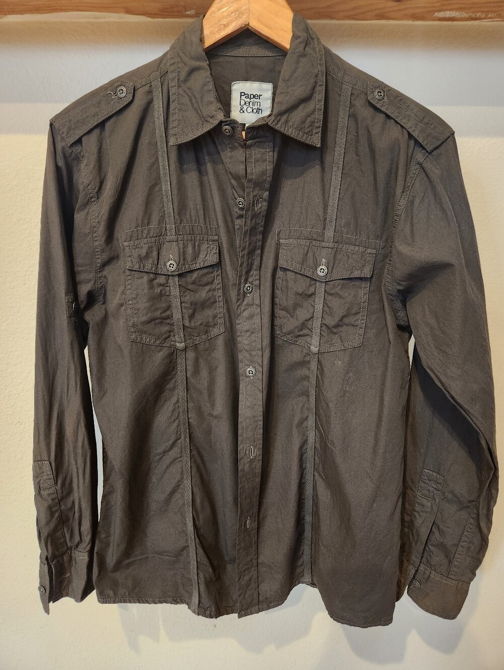 Paper Denim & Cloth Dark Grey Military-Style Shirt